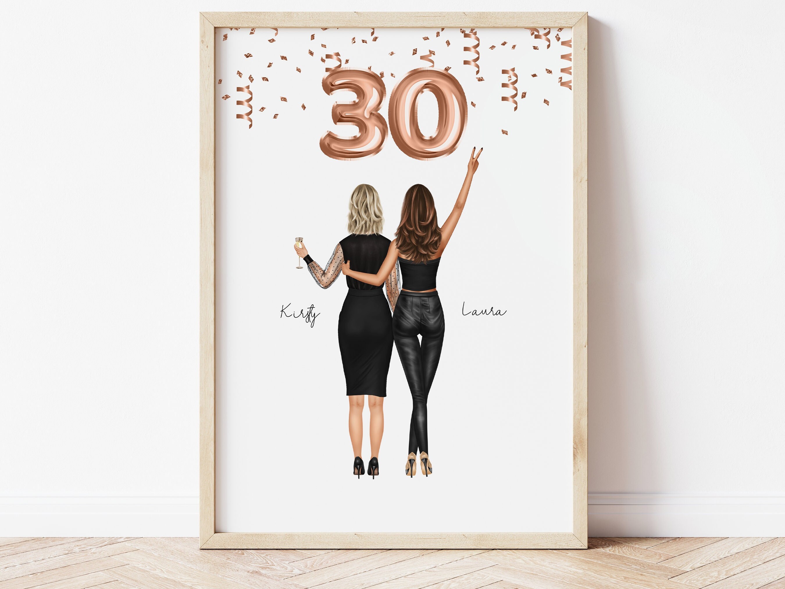Personalised 30th Birthday Best Friend Illustration Print